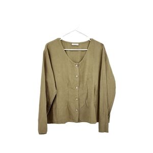 Homefrocks Women's Round Neck Button Front Blouse Lagenlook - M